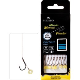 Przypony MIKADO Method Feeder z gumką - hak z zadziorem nr 14 plecionka 0.10mm/10cm - op. 8 szt.