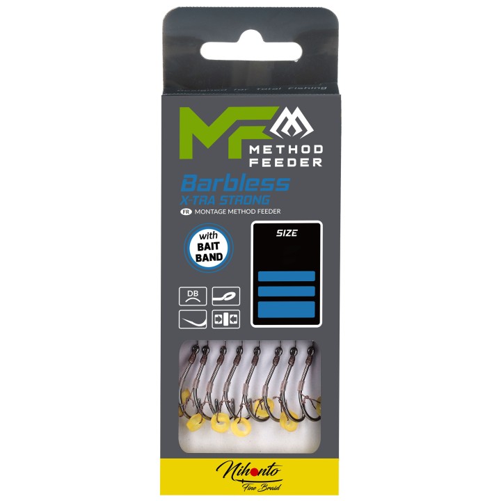 Przypony MIKADO Method Feeder z gumką - hak bez zadziora nr 12 plecionka 0.12mm/10cm - op. 8 szt.