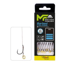 Przypony MIKADO Method Feeder z gumką - hak z zadziorem nr 10 plecionka 0.12mm/10cm - op. 8 szt.