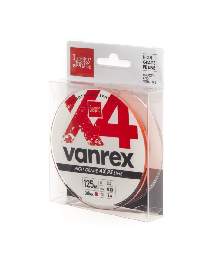 Plecionka Lucky John Vanrex X4 Braid Fluo Orange 125m 0.10mm