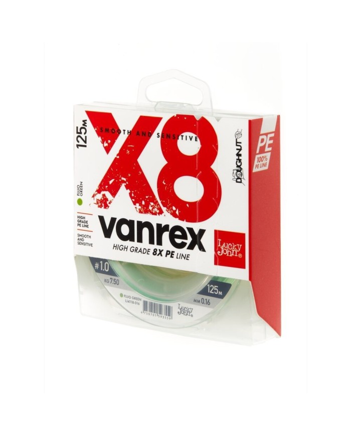 Plecionka Lucky John Vanrex X8 Braid Fluo Green 125m 0.16mm