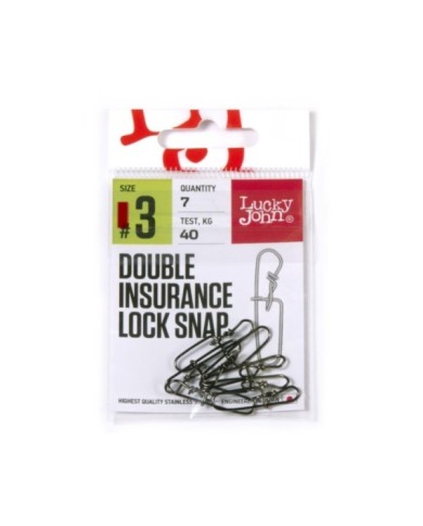 Agrafka LUCKY JOHN roz. 3 Double Insurance Inside Lock Snap 40kg - op. 7 szt.