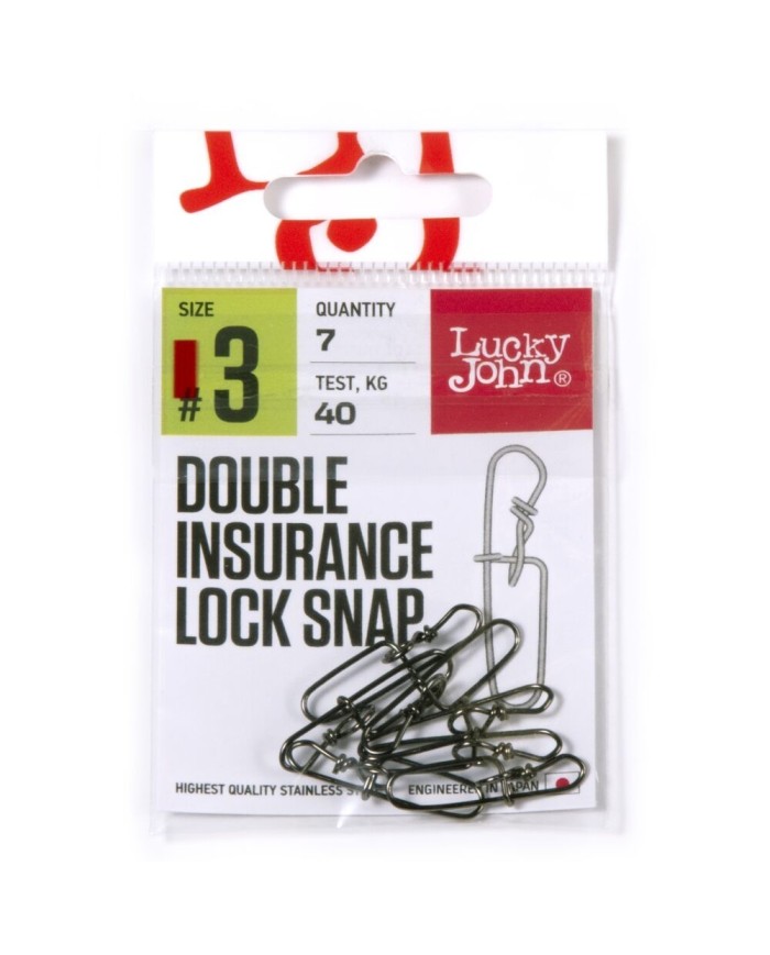 Agrafka LUCKY JOHN roz. 3 Double Insurance Inside Lock Snap 40kg - op. 7 szt.