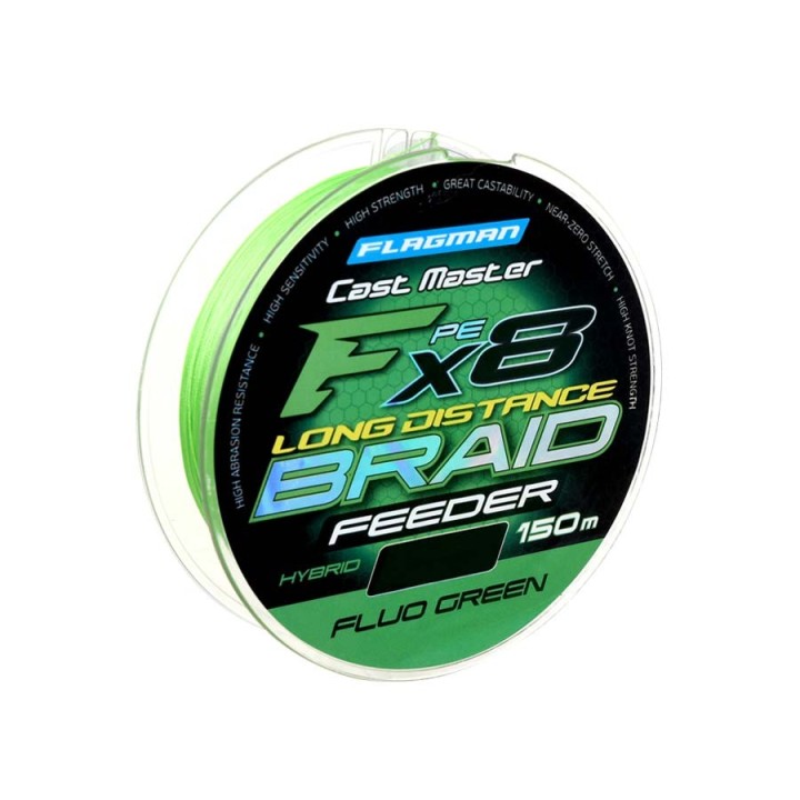 Plecionka FLAGMAN Cast Master Long Distance Feeder X8 Fluo Green 150m - 0.16mm