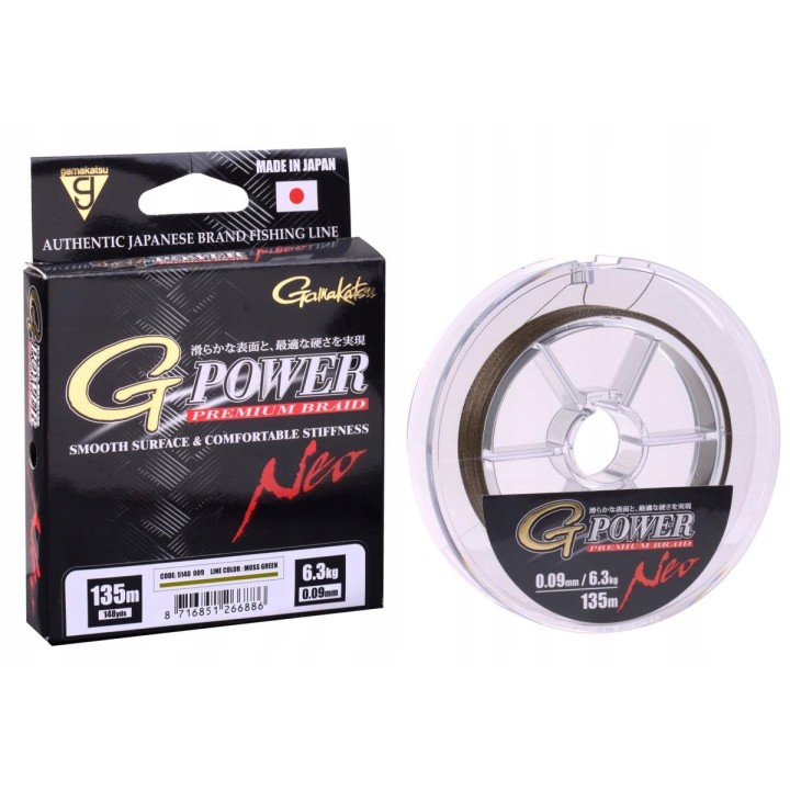 Plecionka GAMAKATSU G-Power Premium Braid Neo 135m 0.09mm - Moss Green