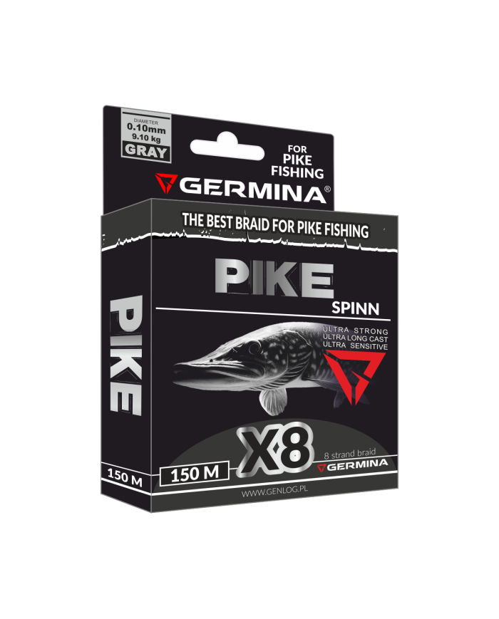 Plecionka GERMINA Pike Spinn Braid X8 0,10mm 9,10kg 150m