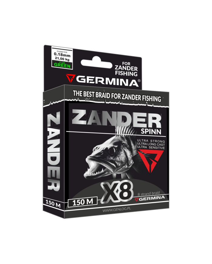 Plecionka GERMINA Zander Spinn Braid X8 0,18mm 21,00kg 150m