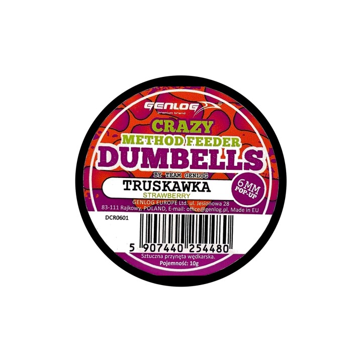 Crazy Dumbells Pop-Up GENLOG Truskawka 6mm 10g