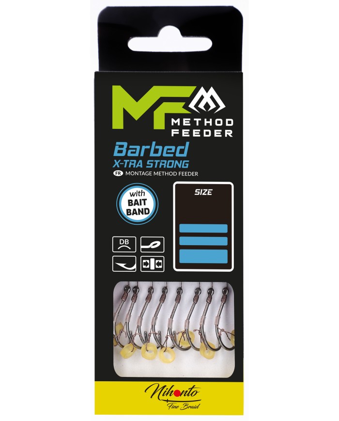 Przypony MIKADO Method Feeder z gumką - hak z zadziorem nr 10 plecionka 0.12mm/10cm - op. 8 szt. Przypony MIKADO Method Feeder z gumką - hak z zadziorem nr 10 plecionka 0.12mm/10cm - op. 8 szt.