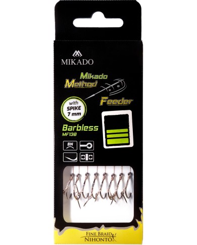 Przypony MIKADO Method Feeder z igłą - hak bez zadziora nr 6 plecionka 0.12mm/10cm - op. 8 szt. Przypony MIKADO Method Feeder z igłą - hak bez zadziora nr 6 plecionka 0.12mm/10cm - op. 8 szt.
