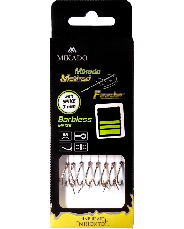 Przypony MIKADO Method Feeder z igłą - hak bez zadziora nr 6 plecionka 0.12mm/10cm - op. 8 szt.