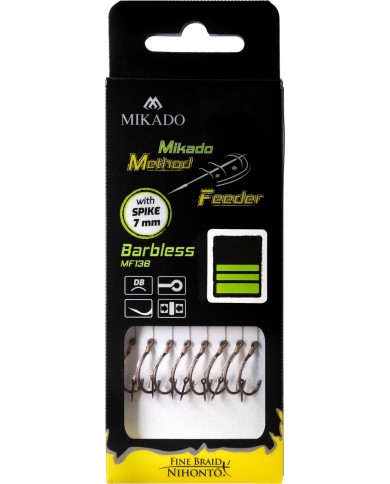 Przypony MIKADO Method Feeder z igłą - hak bez zadziora nr 10 plecionka 0.12mm/10cm - op. 8 szt. Przypony MIKADO Method Feeder z igłą - hak bez zadziora nr 10 plecionka 0.12mm/10cm - op. 8 szt.