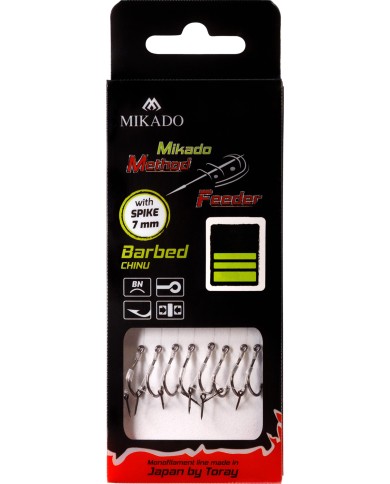 Przypony MIKADO Method Feeder z igłą - hak z zadziorem nr 14 żyłka 0.20mm/10cm - op. 8 szt. Przypony MIKADO Method Feeder z igłą - hak z zadziorem nr 14 żyłka 0.20mm/10cm - op. 8 szt.