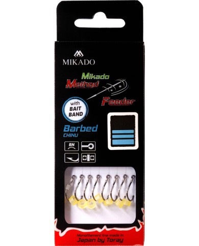 Przypony MIKADO Method Feeder z gumką - hak z zadziorem nr 14 żyłka 0.20mm/10cm - op. 8 szt. Przypony MIKADO Method Feeder z gumką - hak z zadziorem nr 14 żyłka 0.20mm/10cm - op. 8 szt.