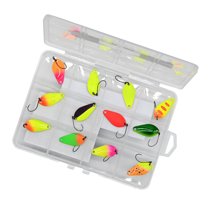 Zestaw 12x Błystka Wahadłowa GERMINA Trout Spoon 1.5 g + Pudełko