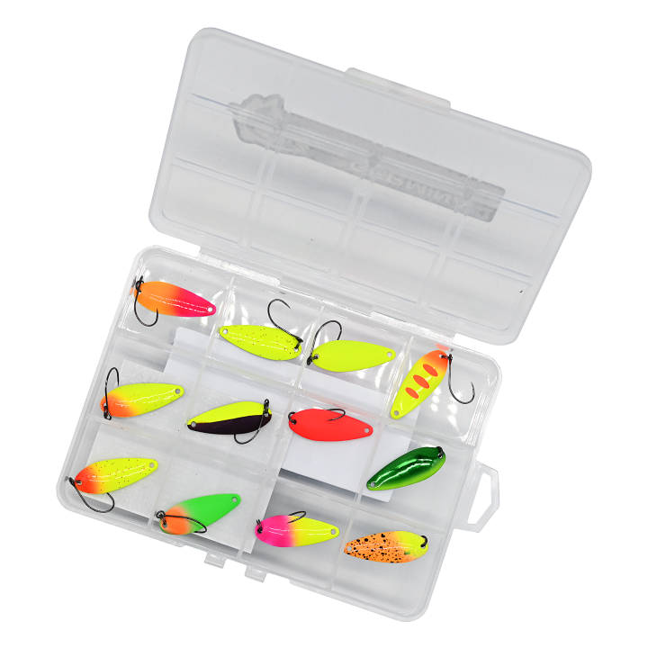 Zestaw 12x Błystka Wahadłowa GERMINA Trout Spoon 2g + Pudełko
