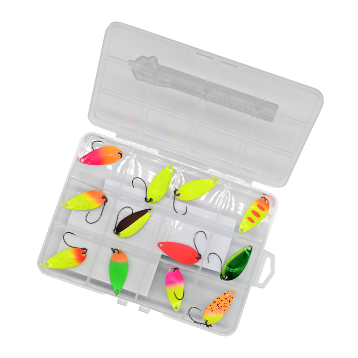 Zestaw 12x Błystka Wahadłowa GERMINA Trout Spoon 2.5g + Pudełko