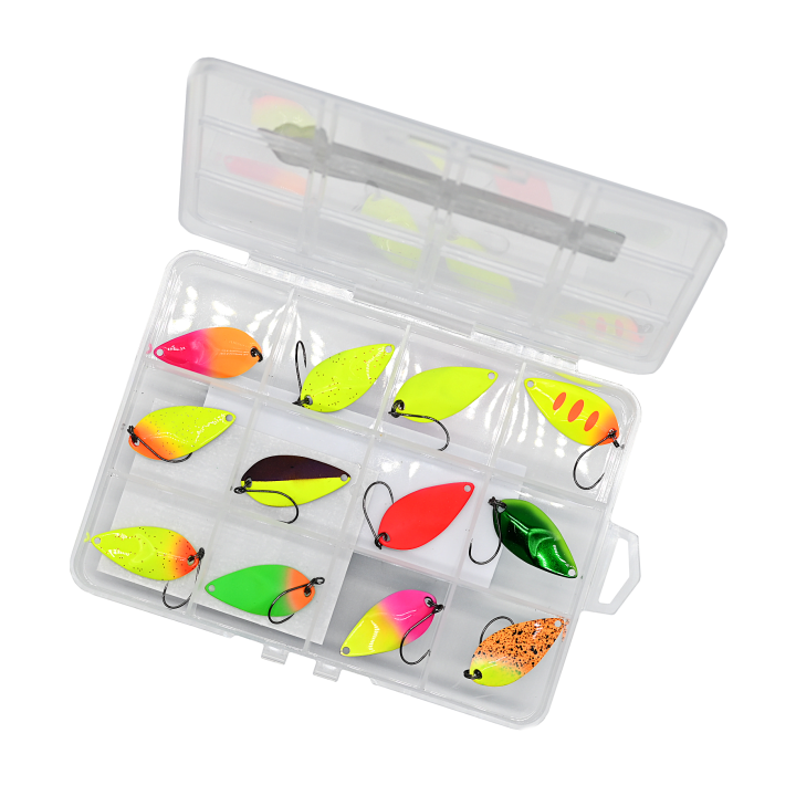 Zestaw 12x Błystka Wahadłowa GERMINA Trout Spoon 3g + Pudełko