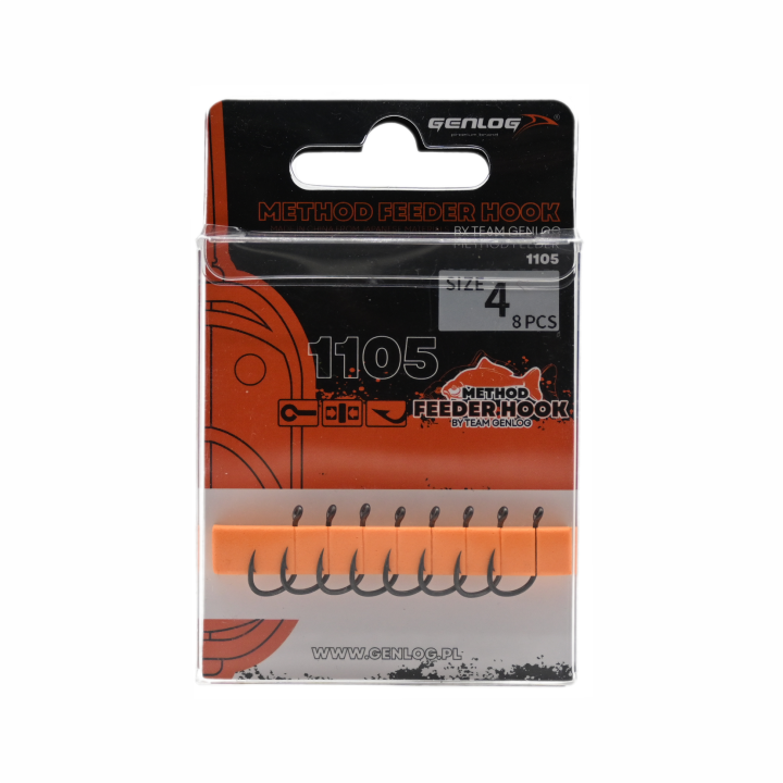 Haczyki Method Feeder GENLOG - roz. 4 - op. 8 szt. - Iseame Ring Matt