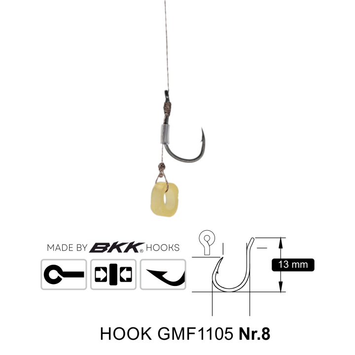 Przypony Method Feeder Rig z Gumką GENLOG hak 8 plecionka 0,14mm 8cm