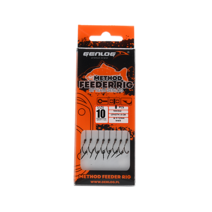 Przypony Method Feeder Rig z Igłą GENLOG hak 10 plecionka 0,12mm 8cm