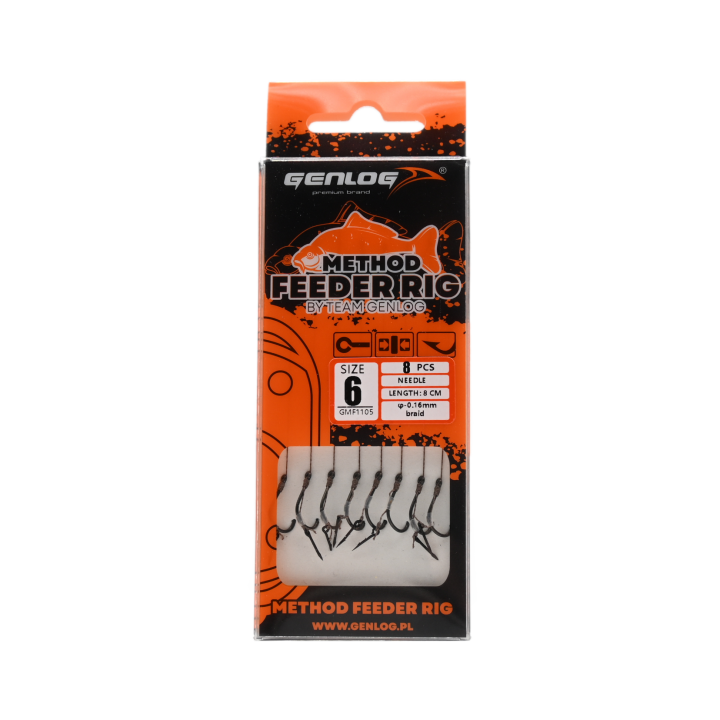 Przypony Method Feeder Rig z Igłą GENLOG hak 6 plecionka 0,16mm 8cm