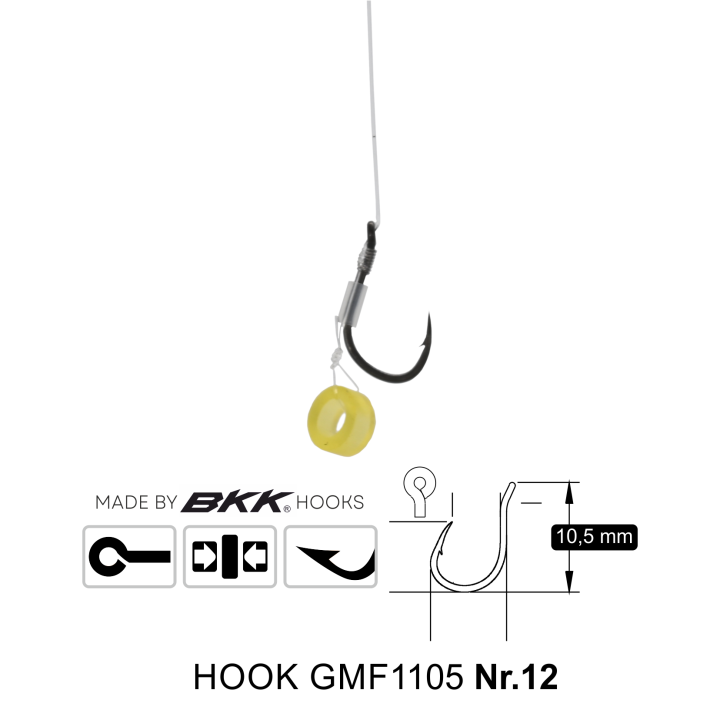 Przypony Method Feeder Rig z Gumką GENLOG hak 12 żyłka 0,23mm 8cm