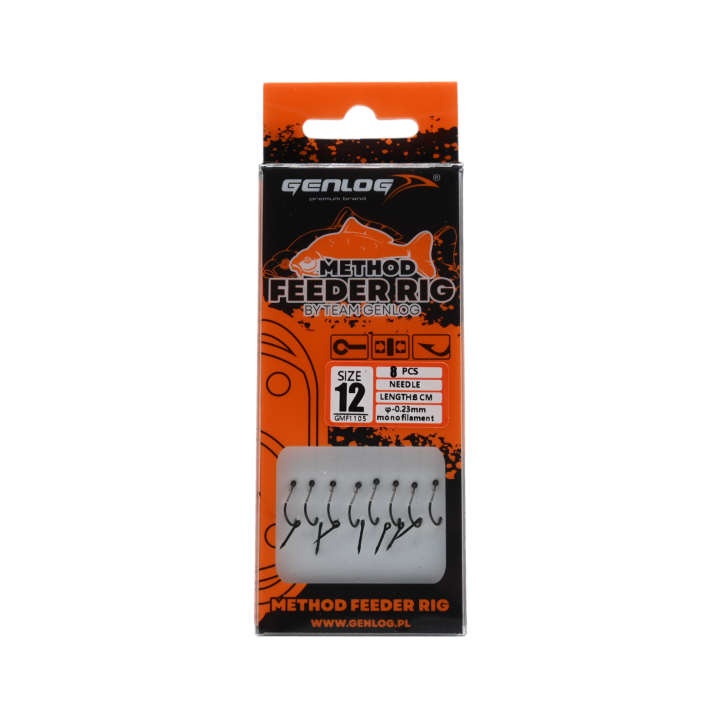 Przypony Method Feeder Rig z Igłą GENLOG hak 12 żyłka 0,23mm 8cm