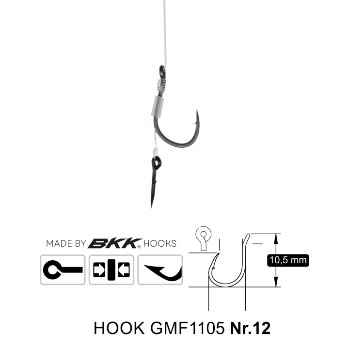 Przypony Method Feeder Rig z Igłą GENLOG hak 12 żyłka 0,23mm 8cm