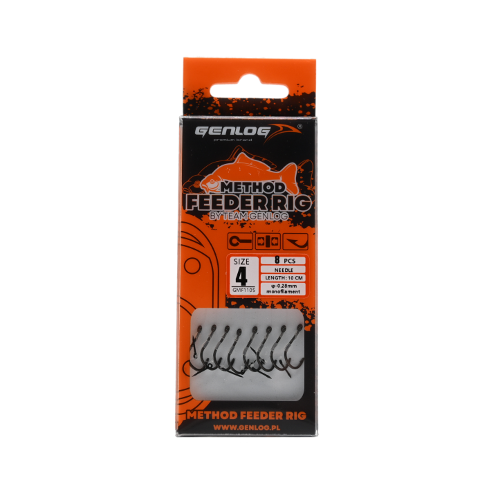 Przypony Method Feeder Rig z Igłą GENLOG hak 4 żyłka 0,28mm 10cm