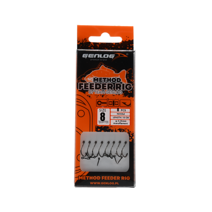 Przypony Method Feeder Rig z Igłą GENLOG hak 8 żyłka 0,25mm 10cm