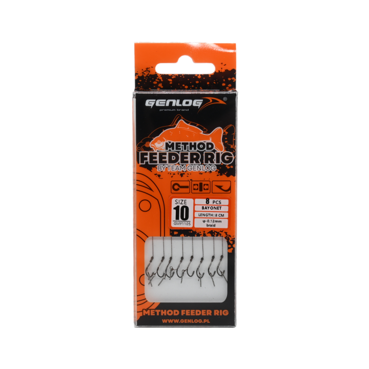 Przypony Method Feeder Rig z Bagnetem GENLOG hak 10 plecionka 0,12mm 8cm