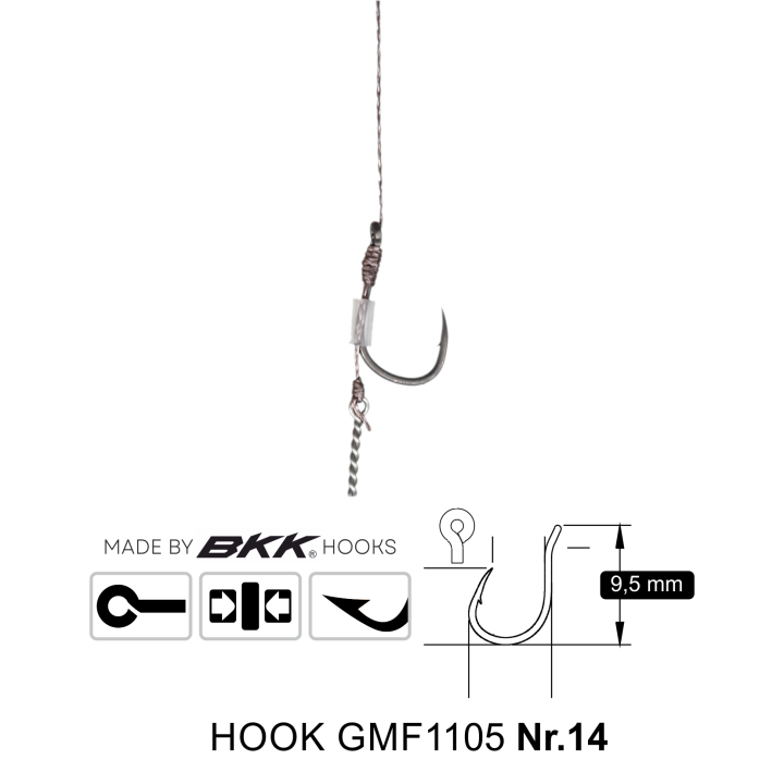 Przypony Method Feeder Rig z Bagnetem GENLOG hak 14 plecionka 0,10mm 8cm