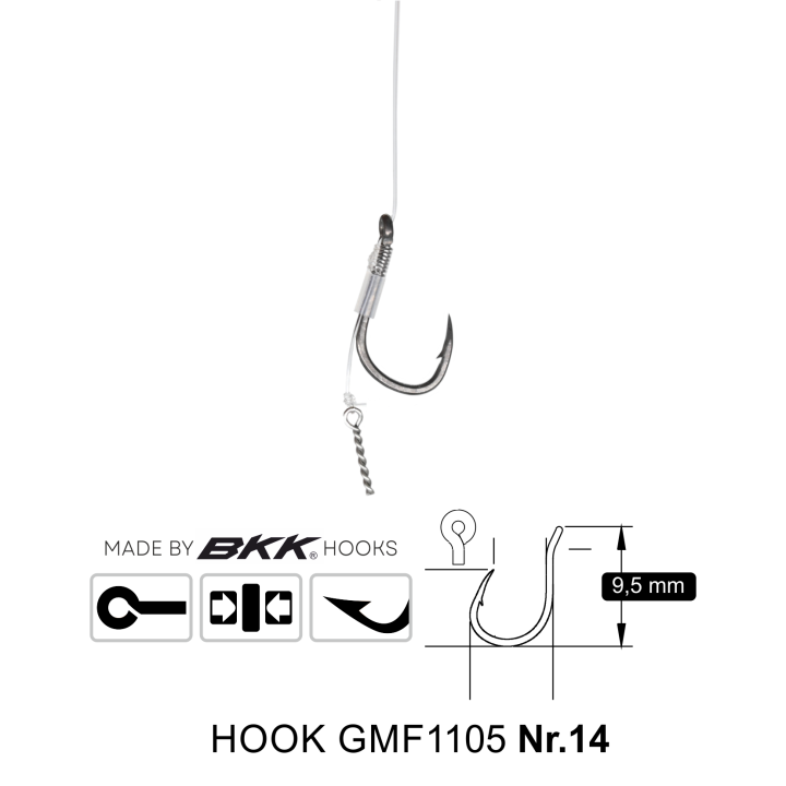 Przypony Method Feeder Rig z Bagnetem GENLOG hak 14 żyłka 0,20mm 10cm