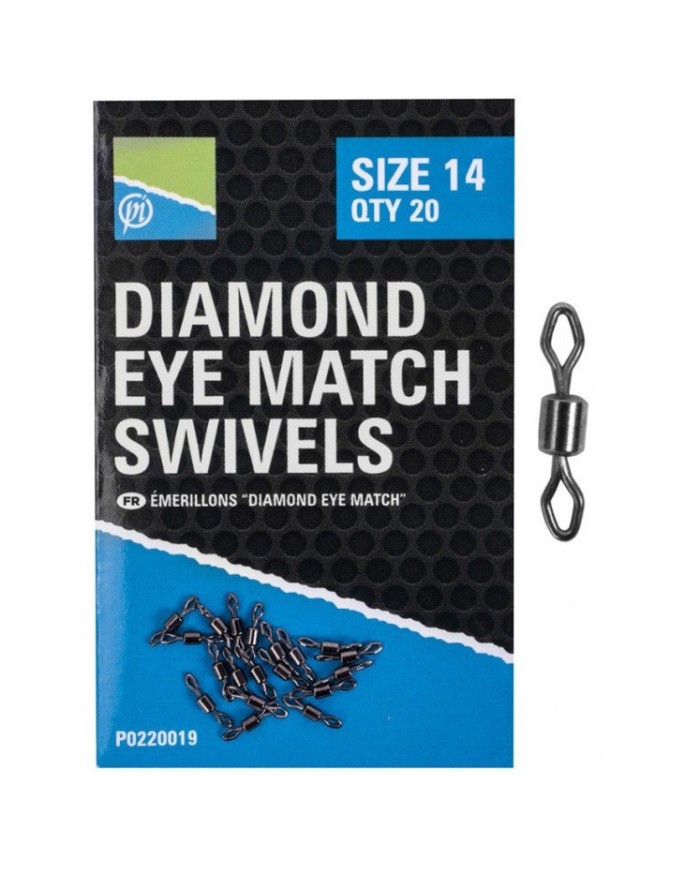 Krętliki Preston Diamond Eye Match - roz. 14