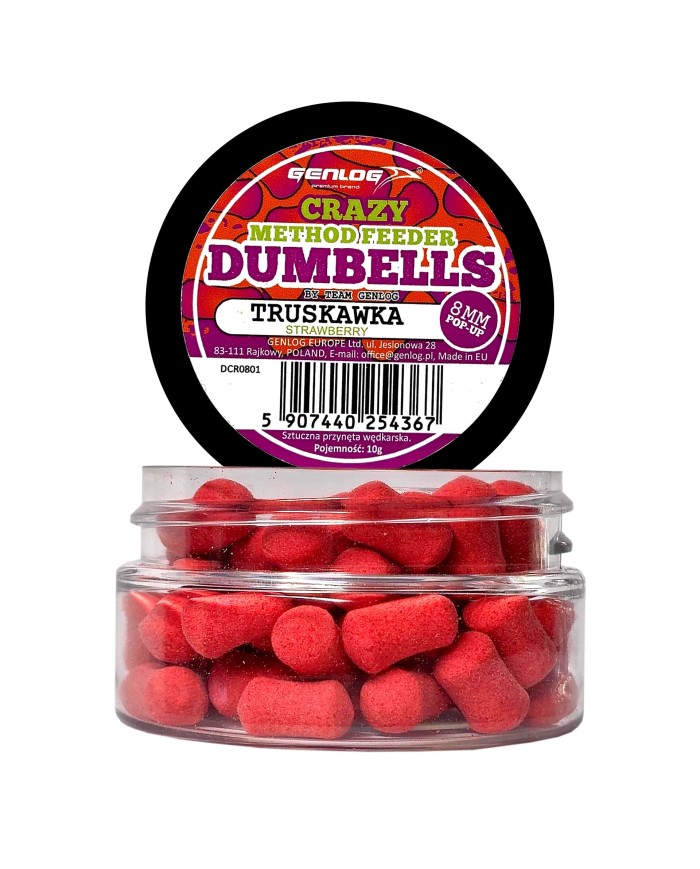 Crazy Dumbells Pop-Up GENLOG Truskawka 8mm 10g Crazy Dumbells Pop-Up GENLOG Truskawka 8mm 10g