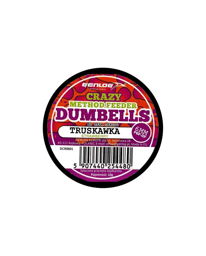Crazy Dumbells Pop-Up GENLOG Truskawka 6mm 10g Crazy Dumbells Pop-Up GENLOG Truskawka 6mm 10g