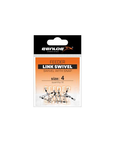 Krętlik z agrafką GENLOG Feeder Link Swivel nr 4 - op. 10 szt. Krętlik z agrafką GENLOG Feeder Link Swivel nr 4 - op. 10 szt.