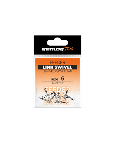 Krętlik z agrafką GENLOG Feeder Link Swivel nr 6 - op. 10 szt. Krętlik z agrafką GENLOG Feeder Link Swivel nr 6 - op. 10 szt.