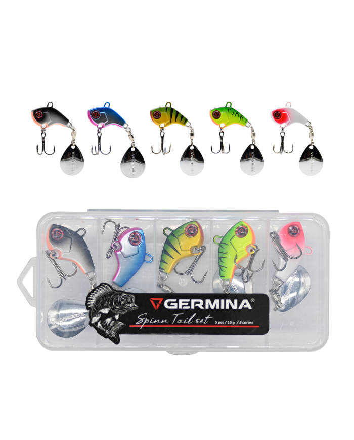 Zestaw 5x Wirujący Ogonek GERMINA Spinn Tail 15g + Pudełko