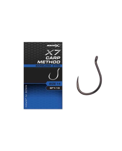 X7 Carp Method Size 16 Barbless - Eyed