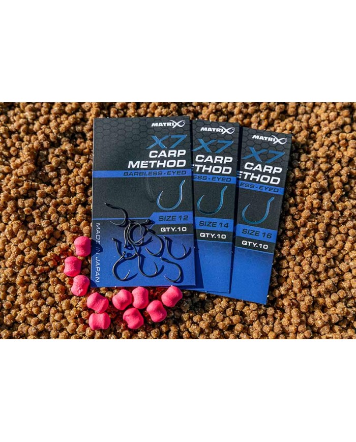 X7 Carp Method Size 14 Barbless - Eyed