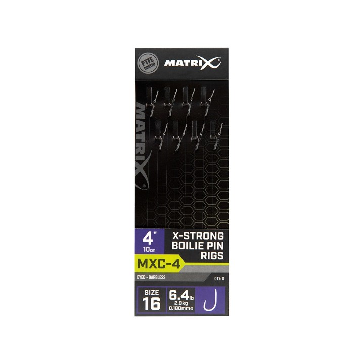 Przypony MATRIX MXC-4 nr 16 0.18mm 10cm Barbless X-Strong Boilie Pin - 8 szt.