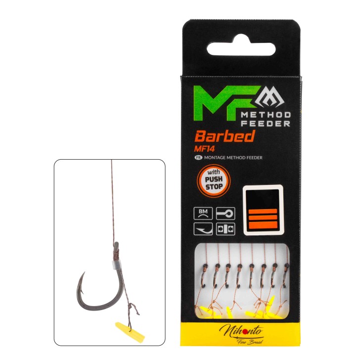 Przypony MIKADO MF14 Push Stop Hak nr 12 Plecionka 0.12mm/10cm - op. 8 szt.