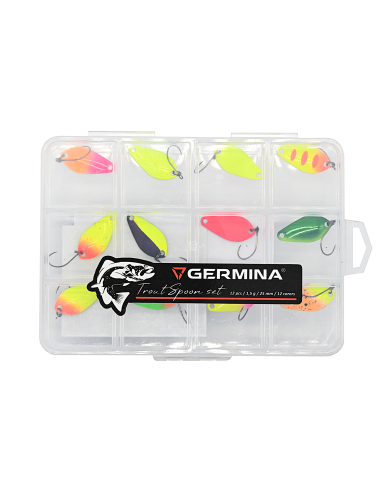 Zestaw 12x Błystka Wahadłowa GERMINA Trout Spoon 1.5 g + Pudełko
