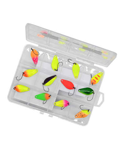 Zestaw 12x Błystka Wahadłowa GERMINA Trout Spoon 1.5g + Pudełko