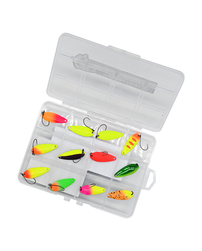 Zestaw 12x Błystka Wahadłowa GERMINA Trout Spoon 2g + Pudełko