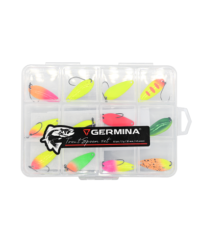 Zestaw 12x Błystka Wahadłowa GERMINA Trout Spoon 2g + Pudełko