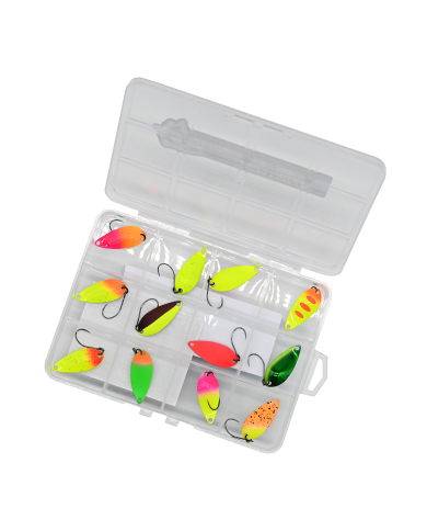 Zestaw 12x Błystka Wahadłowa GERMINA Trout Spoon 2.5g + Pudełko