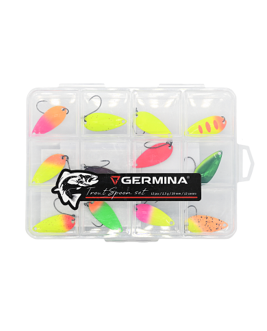 Zestaw 12x Błystka Wahadłowa GERMINA Trout Spoon 2.5g + Pudełko
